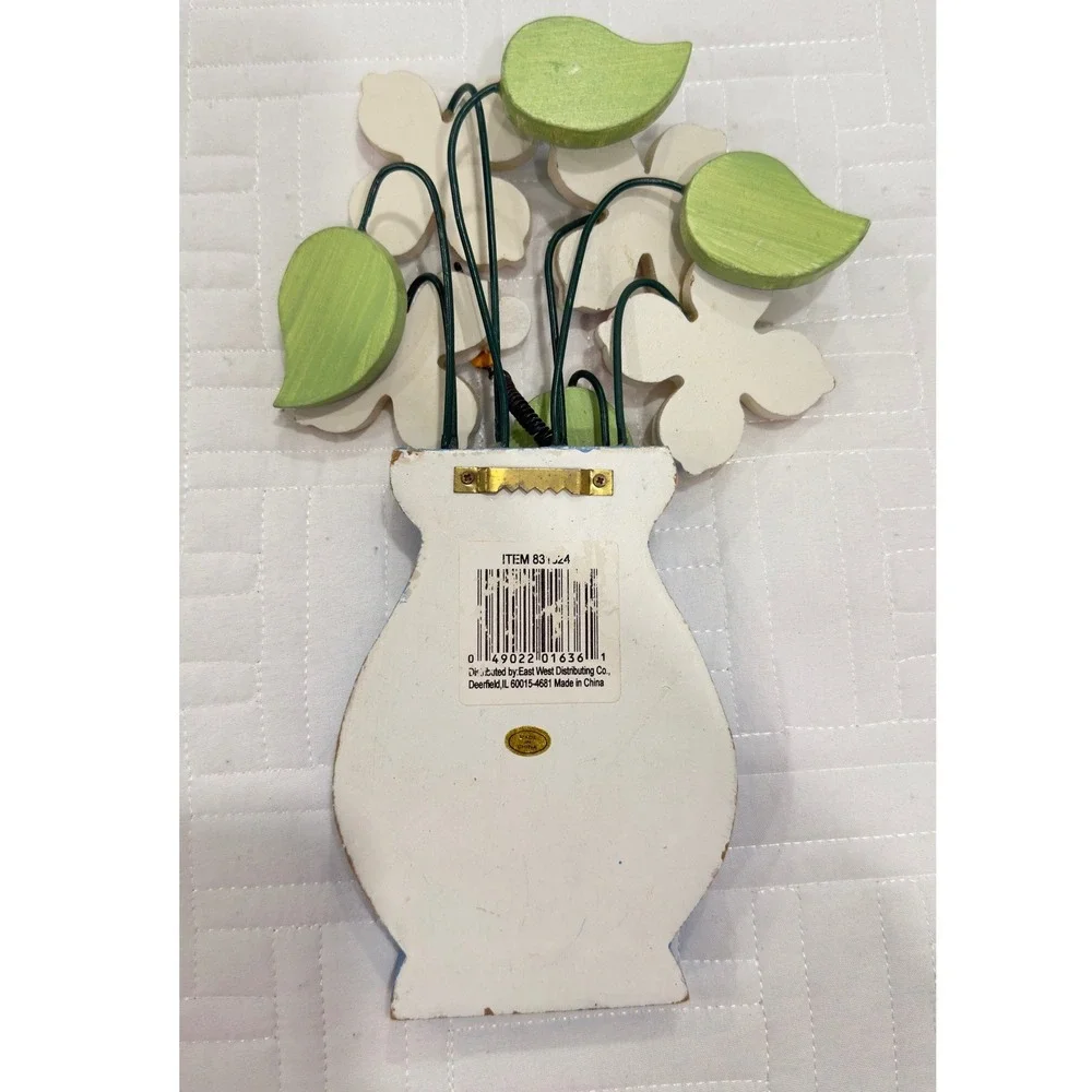 East West Distributing Wooden Flower Vase Wall Plaque Bumblebee Folk Art 11